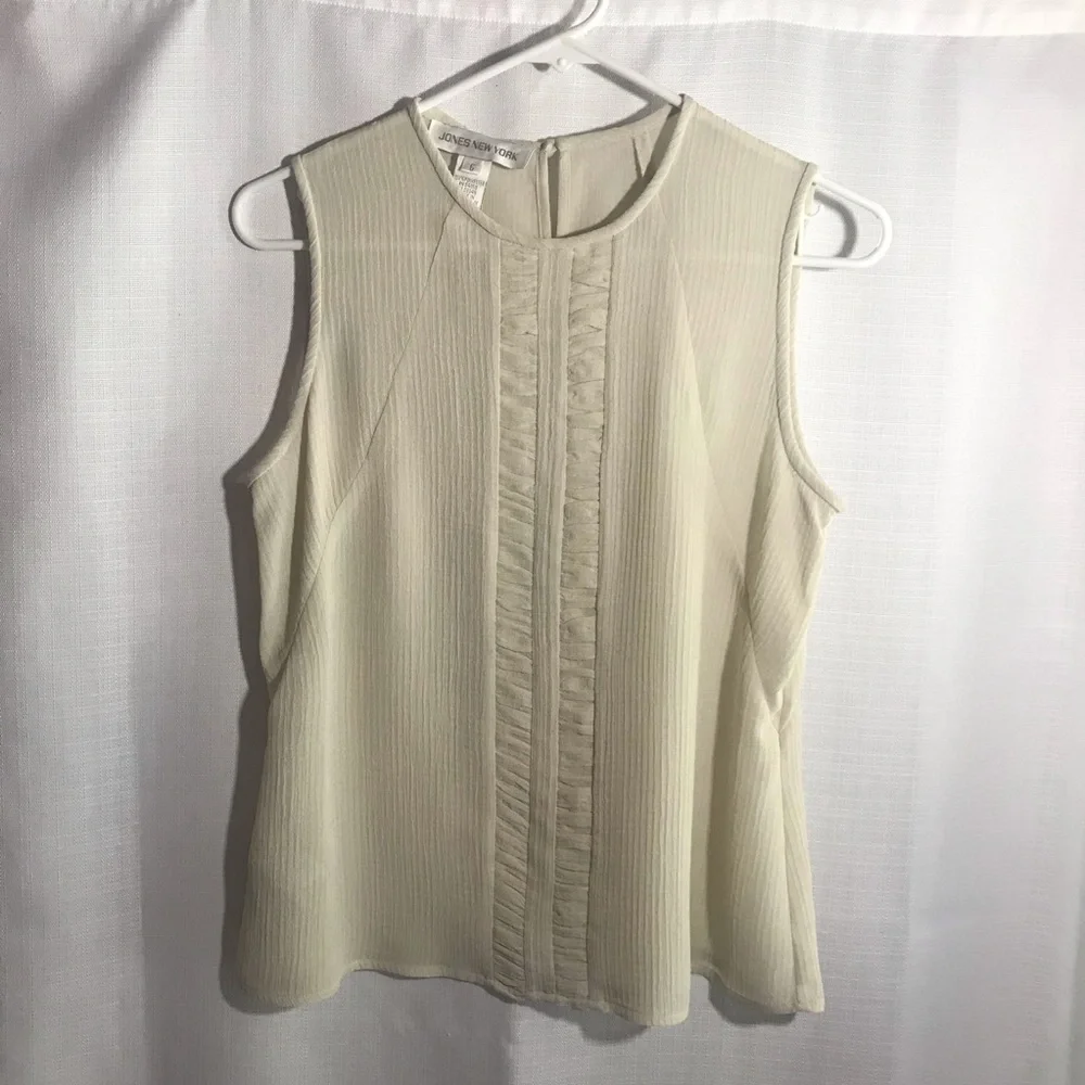 JONES NEW YORK Women's Size 6 Small Beige Sleeveless Tank Top Blouse - Picture 2 of 11